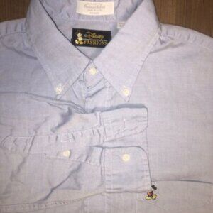 Disney Fashions Vintage Mickey Mouse Logo Size 16-33 USA Blue Button Up Shirt